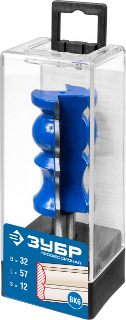 Фреза кромочная фигурная №8, D= 32мм, рабочая длина-57,2мм, хв.-12 мм, ЗУБР Профессионал, ( 28719-32 )