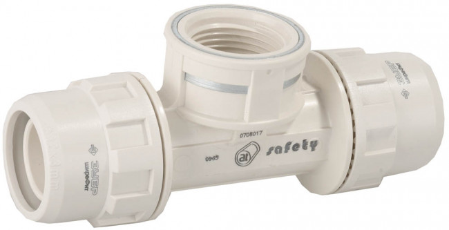 Тройник ЗУБР "ШиреФит" переходной "штуцер с гайкой - внутренняя резьба - штуцер с гайкой", 32мм-1"-32мм  ,  ( 51502-32-1-32 )