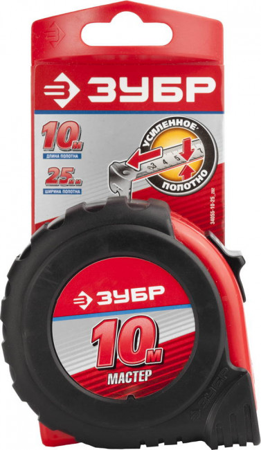 ЗУБР МАСТЕР 10м / 25мм рулетка с ударостойким обрезиненным корпусом, ( 34055-10-25_z02 ) ЗУБР МАСТЕР 10м / 25мм рулетка с ударостойким обрезиненным корпусом, ( 34055-10-25_z02 )