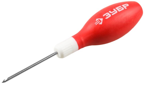 Шило ЗУБР "МАСТЕР" сапожное, эргономичная обрезиненная рукоятка, длина 60мм, d 3мм,  ( 09570-3 )