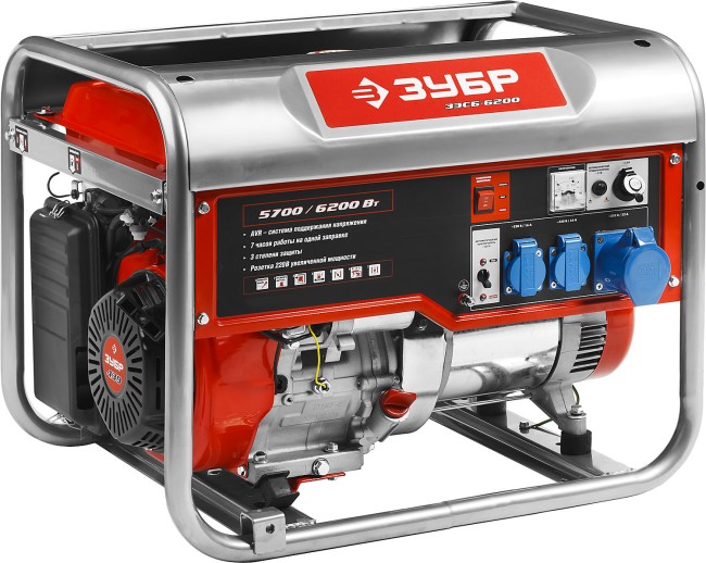 Бензиновый генератор, 6200 Вт, ЗУБР,  ( ЗЭСБ-6200 )