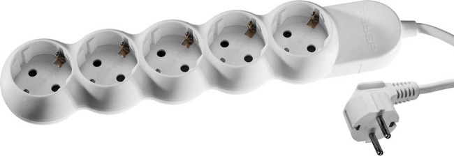 Удлинитель ЗУБР "МАСТЕР" электрический, ПВС сечение 1кв мм, заземл, 5 гнезд, макс мощн 3500Вт, 3м,  ( 55058-3 )