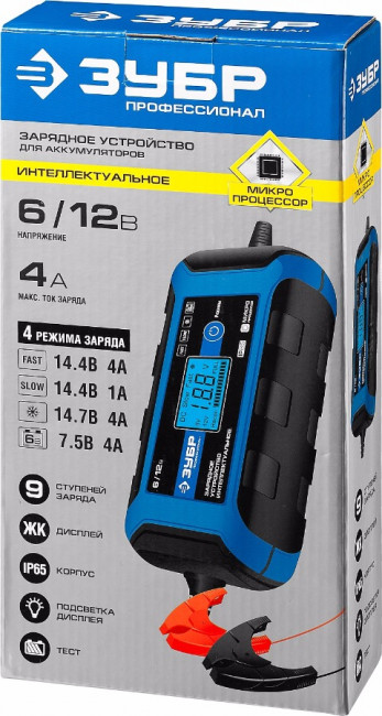 Зарядное устройство ЗУБР "ПРОФЕССИОНАЛ", 6В/12В, 4А, автомат, IP65, AGM, GEL, WET,  ( 59300 ) Зарядное устройство ЗУБР "ПРОФЕССИОНАЛ", 6В/12В, 4А, автомат, IP65, AGM, GEL, WET,  ( 59300 )