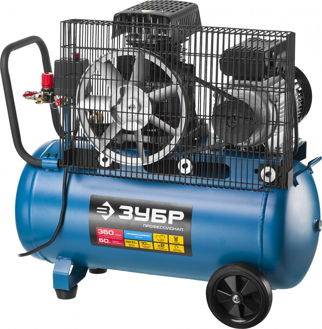 Компрессор воздушный ременной, 360 л/мин, 50 л, 2200 Вт, ЗУБР,  ( ЗКПМ-360-50-Р-2.2 )