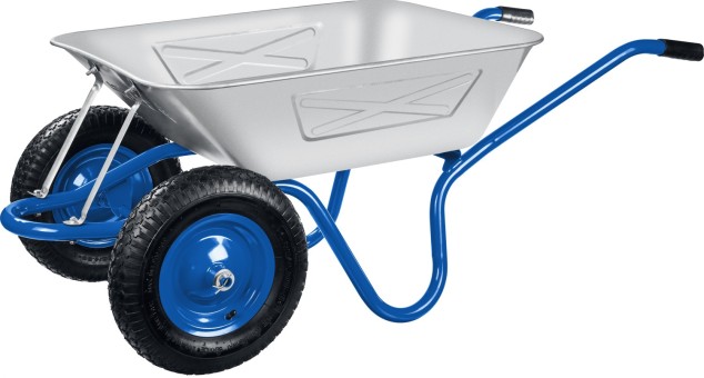 ЗУБР ПТ-350 профессиональная усиленная тачка, строительная двухколесная, с цельной рамой, 130 л / 280 кг, пневматические колеса, ( 39913 )