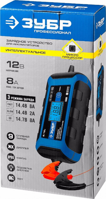 Зарядное устройство ЗУБР "ПРОФЕССИОНАЛ", 12В, 8А, автомат, IP65, AGM, GEL, WET,  ( 59303 ) Зарядное устройство ЗУБР "ПРОФЕССИОНАЛ", 12В, 8А, автомат, IP65, AGM, GEL, WET,  ( 59303 )