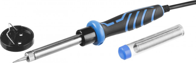 Паяльник c двухкомпонентной рукояткой в наборе с припоем и подставкой, ЗУБР Профессионал 55402-60, 60Вт, конус,  ( 55402-60_z01 ) Паяльник c двухкомпонентной рукояткой в наборе с припоем и подставкой, ЗУБР Профессионал 55402-60, 60Вт, конус,  ( 55402-60_z01 )