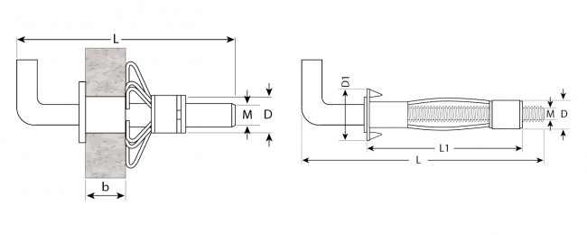 Анкер МОЛЛИ для пустотелых материалов, с полукольцом, М4х32х13мм, 120шт, оцинкованный, ЗУБР,  ( 4-302512-04-032 )