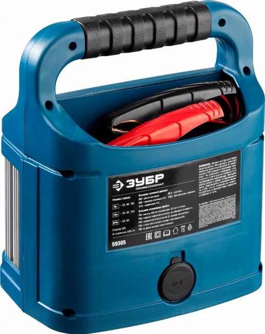 Зарядное устройство ЗУБР "ПРОФЕССИОНАЛ", 12В, 12А, автомат, IP65, AGM, GEL, WET,  ( 59305 )