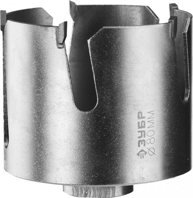 Коронка ЗУБР "ПРОФИ" "ПРОУНИВЕРСАЛ", твердосплав резцы, бетон, кирпич, керам, цв мет, гипсокарт, пласт, дерево, d=80мм ,  ( 29514-80 )