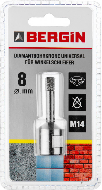 Cверло алмазное универсальное, технология ВВС, d=8 мм, хвостовик HEX 1/4", ЗУБР Профессионал 29865-08,  ( 29865-08 )