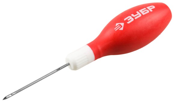 Шило ЗУБР "МАСТЕР" швейное, эргономичная обрезиненная рукоятка, длина 60мм, d 2мм ,  ( 09571-2 )