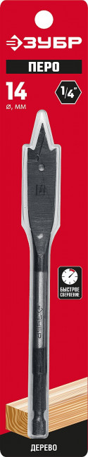 ЗУБР 14x152мм, Сверло перовое по дереву, с боковыми подрезателями ( 29505-14_z01 )