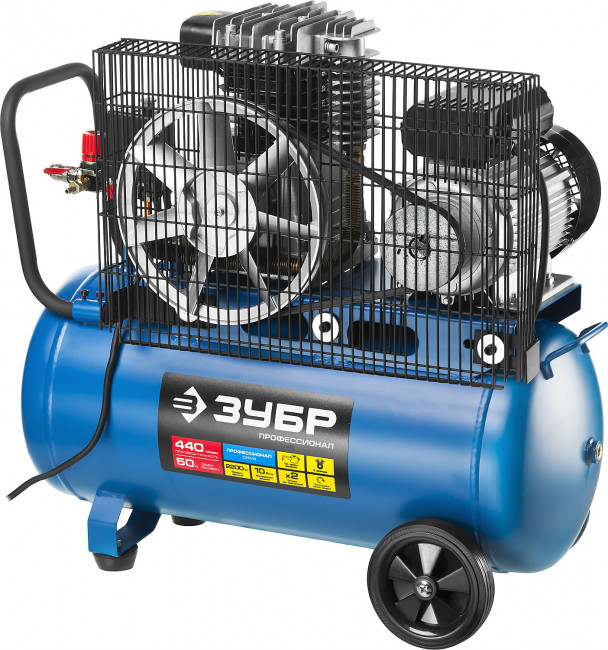 Компрессор воздушный ременной, 440 л/мин, 50 л, 2200 Вт, ЗУБР,  ( ЗКПМ-440-50-Р-2.2 )