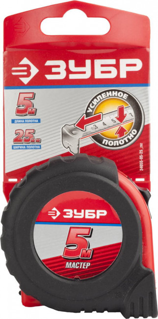 ЗУБР МАСТЕР 5м / 25мм рулетка с ударостойким обрезиненным корпусом, ( 34055-05-25_z02 ) ЗУБР МАСТЕР 5м / 25мм рулетка с ударостойким обрезиненным корпусом, ( 34055-05-25_z02 )