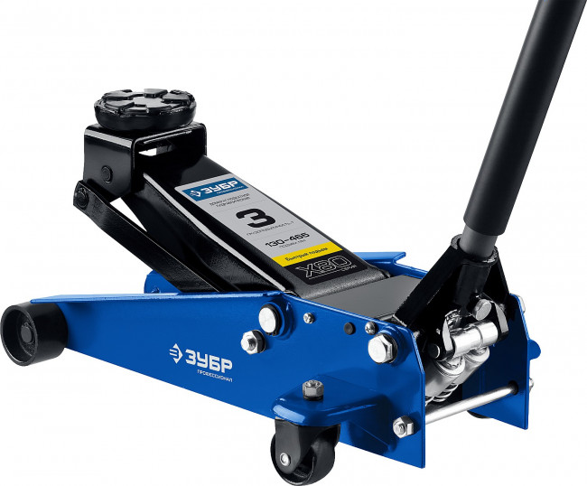 Домкрат гидравлический подкатной X80, 3т, 130-465мм, ЗУБР Профессионал 43050-3,  ( 43050-3_z01 )