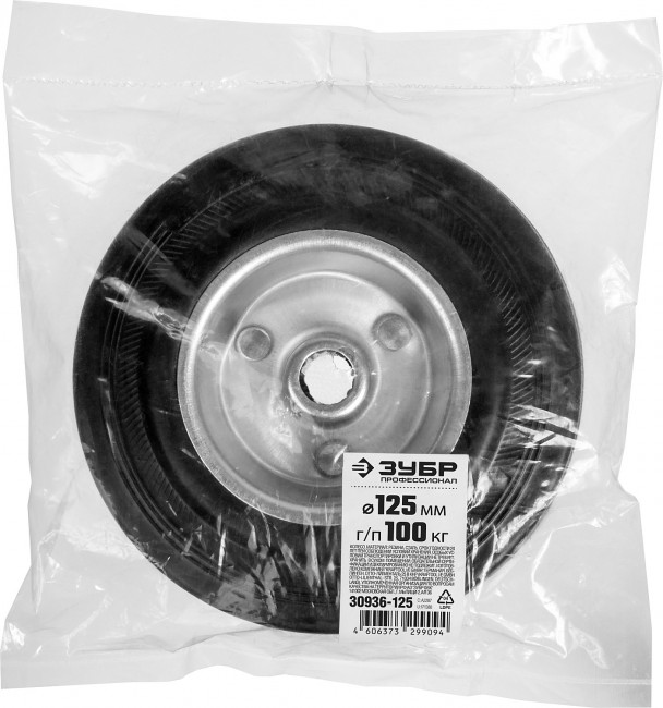 Колесо d=125 мм, г/п 100 кг, резина/металл, игольчатый подшипник, ЗУБР Профессионал, ( 30936-125 ) Колесо d=125 мм, г/п 100 кг, резина/металл, игольчатый подшипник, ЗУБР Профессионал, ( 30936-125 )