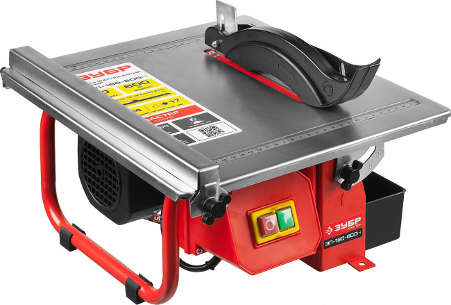 Электроплиткорез ЗУБР "МАСТЕР", диск 180 мм, глубина реза 90°-34мм/45°-17мм, стол 330х360мм, 2950об/мин, 600Вт, ( ЭП-180-600Н )