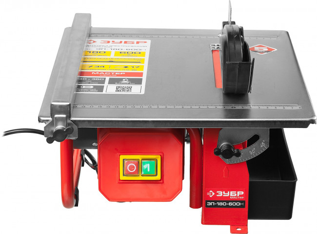 Электроплиткорез ЗУБР "МАСТЕР", диск 180 мм, глубина реза 90°-34мм/45°-17мм, стол 330х360мм, 2950об/мин, 600Вт, ( ЭП-180-600Н )