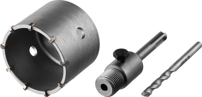 Коронка ЗУБР буровая, коническая посадка центрирующего сверла, SDS-Plus хвостовик, в сборе, 73мм,  ( 2918-73_z01 )