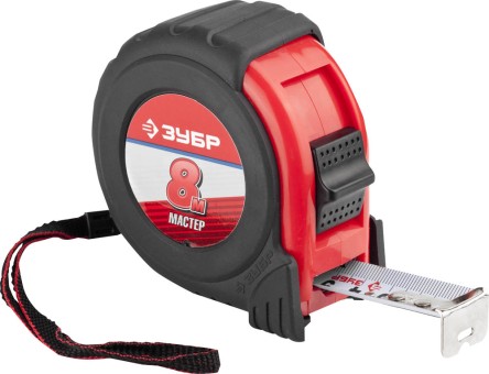 ЗУБР МАСТЕР 7,5м / 25мм рулетка с ударостойким обрезиненным корпусом,  ( 34055-08-25_z02 )