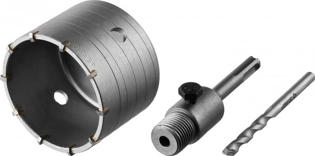 Коронка ЗУБР буровая, коническая посадка центрирующего сверла, SDS-Plus хвостовик, в сборе, 80мм, ( 2918-80_z01 ) Коронка ЗУБР буровая, коническая посадка центрирующего сверла, SDS-Plus хвостовик, в сборе, 80мм, ( 2918-80_z01 )