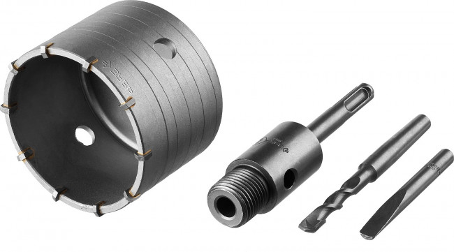 Коронка ЗУБР буровая, коническая посадка центрирующего сверла, SDS-Plus хвостовик, в сборе, 80мм, ( 2918-80_z01 ) Коронка ЗУБР буровая, коническая посадка центрирующего сверла, SDS-Plus хвостовик, в сборе, 80мм, ( 2918-80_z01 )