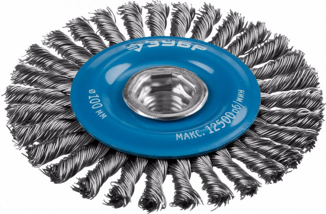 ЗУБР "ПРОФЕССИОНАЛ". Щетка дисковая для УШМ, плетеные пучки стальной проволоки 0,5мм, 100ммхМ14, ( 35192-100_z02 ) ЗУБР "ПРОФЕССИОНАЛ". Щетка дисковая для УШМ, плетеные пучки стальной проволоки 0,5мм, 100ммхМ14, ( 35192-100_z02 )
