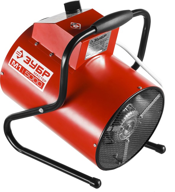 Пушка тепловая КОМПАКТ, ЗУБР ЗТП-М1-5000, круглая, электрическая, гладкий нерж ТЭН, двойные стенки (термос), термостат, 4,5/3 кВт, 220 В,  ( ЗТП-М1-5000 )