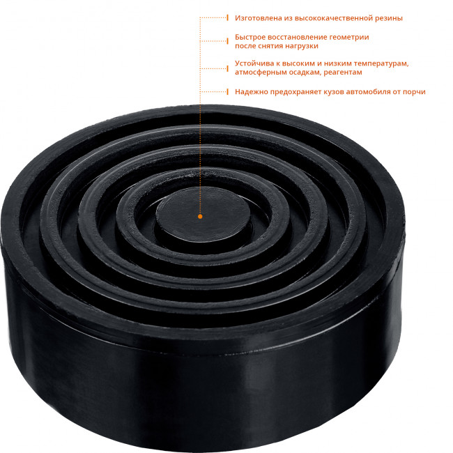 Опора резиновая для домкрата РШ-35, D105 / H35 мм, ЗУБР Профессионал, ( 43005-35 ) Опора резиновая для домкрата РШ-35, D105 / H35 мм, ЗУБР Профессионал, ( 43005-35 )