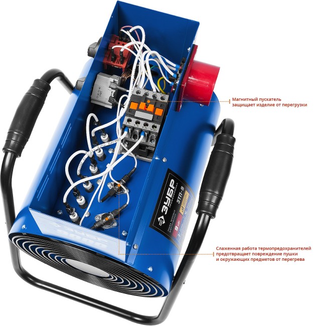 Пушка тепловая электрическая, 9 кВт, 380 В, ЗУБР Профессионал,  ( ЗТП-9 )