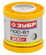 Припой ЗУБР, ПОС 61, трубка с канифолью, 200г, 1мм, ( 55450-200-10C ) Припой ЗУБР, ПОС 61, трубка с канифолью, 200г, 1мм, ( 55450-200-10C )
