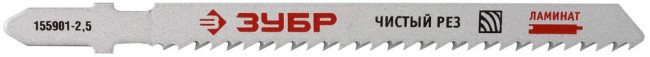 Полотна ЗУБР "ЭКСПЕРТ", T101BF, для эл/лобзика, Би-металл, по дереву, EU-хвостовик, шаг 2,5мм, 75мм, 3шт,  ( 155901-2.5 )