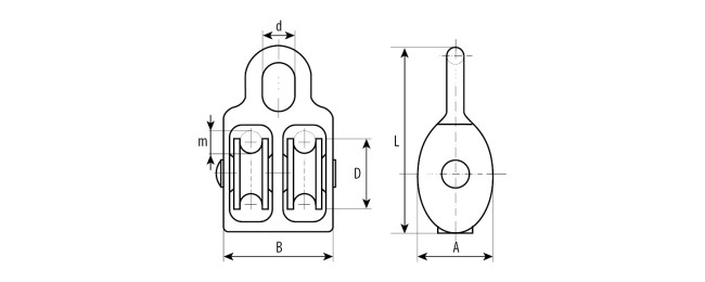 Блок двойной, 8x30мм, 1 шт, нейлоновый шкив, ЗУБР,  ( 4-304596-30 )