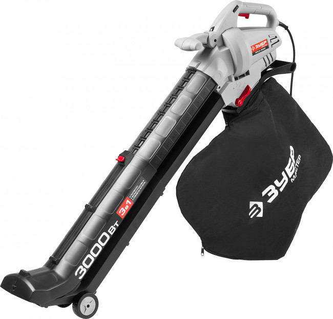 Пылесос садовый (воздуходувка) электрический, ЗУБР ЗПСЭ-3000, 8000 - 15000 об/мин, 160-270 км/ч, мусоросборник 45л, 13.5 м3/мин, 3000 Вт,  ( ЗПСЭ-3000 )