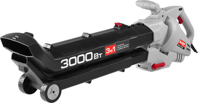 Пылесос садовый (воздуходувка) электрический, ЗУБР ЗПСЭ-3000, 8000 - 15000 об/мин, 160-270 км/ч, мусоросборник 45л, 13.5 м3/мин, 3000 Вт,  ( ЗПСЭ-3000 )