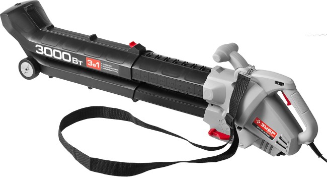 Пылесос садовый (воздуходувка) электрический, ЗУБР ЗПСЭ-3000, 8000 - 15000 об/мин, 160-270 км/ч, мусоросборник 45л, 13.5 м3/мин, 3000 Вт,  ( ЗПСЭ-3000 )