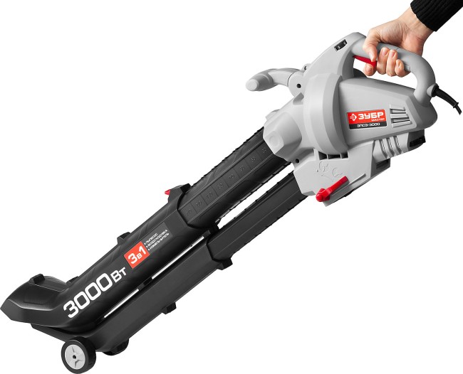 Пылесос садовый (воздуходувка) электрический, ЗУБР ЗПСЭ-3000, 8000 - 15000 об/мин, 160-270 км/ч, мусоросборник 45л, 13.5 м3/мин, 3000 Вт,  ( ЗПСЭ-3000 )