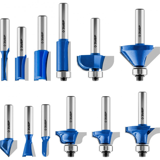 Набор профильных фрез по дереву ЗУБР "ПРОФЕССИОНАЛ", 12 шт, ( 28796-H12 )