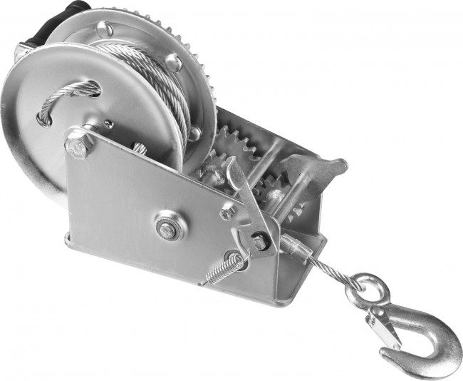 Лебедка ручная барабанная ЗУБР "ПРОФЕССИОНАЛ", тяговая, тросовая, 0.9 т, 8 м,  ( 43113-0.9_z01 )