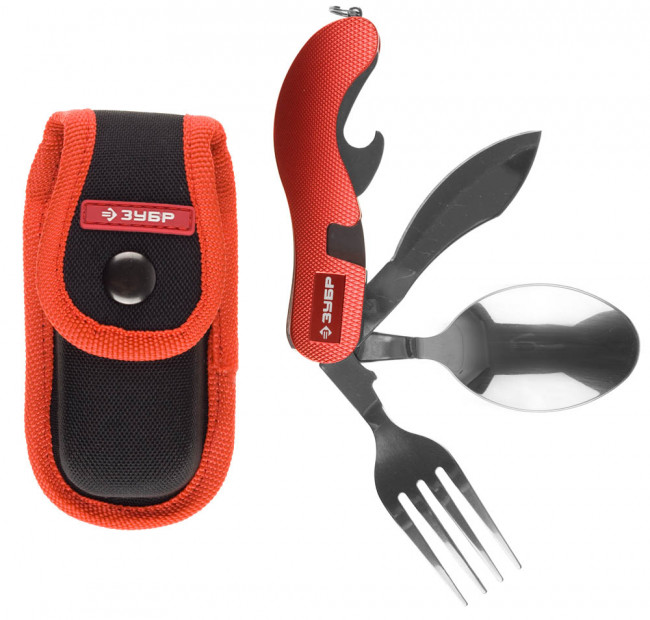 Набор ЗУБР "ТУРИСТ" походный, с вилкой и ложкой, "4 в 1",  ( 47782 )