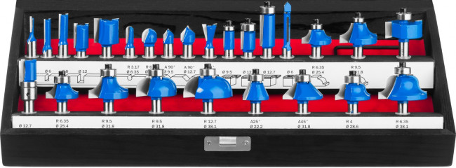 Набор профильных фрез по дереву ЗУБР "ПРОФЕССИОНАЛ", 26 шт, ( 28796-H26 )