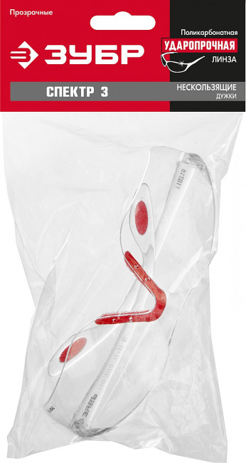 ЗУБР Спектр 3 Прозрачные очки защитные открытого типа, поликарбонатная монолинза, двухкомпонентные дужки, серия ПРОФЕССИОНАЛ ( 110315 ) ЗУБР Спектр 3 Прозрачные очки защитные открытого типа, поликарбонатная монолинза, двухкомпонентные дужки, серия ПРОФЕССИОНАЛ ( 110315 )