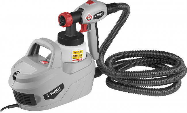 Краскопульт (краскораспылитель) электрич, ЗУБР КПЭ-650, HVLP, 0.8л, краскоперенос 0-700мл/мин, вязкость краски 60 DIN/сек, сопло 1.8мм, 650Вт,  ( КПЭ-650 )