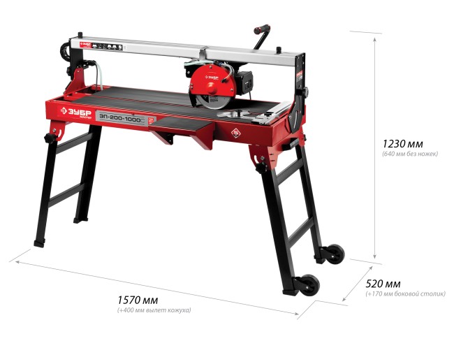 Электроплиткорез ЗУБР "МАСТЕР", длина реза 920 мм, диск 200 мм, глубина реза 90°-32мм/45°-28мм, стол 960x400 мм, 1000Вт,  ( ЭП-200-1000С )