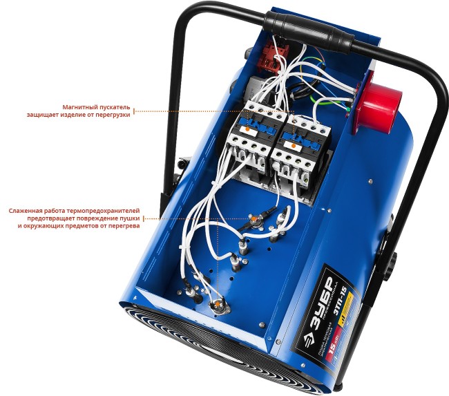 Пушка тепловая электрическая, 15 кВт, 380 В, ЗУБР Профессионал,  ( ЗТП-15 )