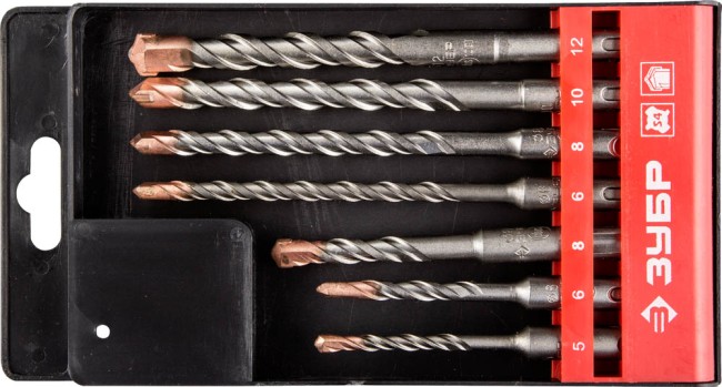 Набор ЗУБР: Буры по бетону, "SDS-Plus", дв. спираль, 5х110, 6х110, 6х160, 8х110, 8х160, 10х160, 12х160мм, 7шт, ( 29314-H7 ) Набор ЗУБР: Буры по бетону, "SDS-Plus", дв. спираль, 5х110, 6х110, 6х160, 8х110, 8х160, 10х160, 12х160мм, 7шт, ( 29314-H7 )