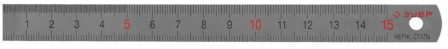 Линейка ЗУБР "ЭКСПЕРТ" нержавеющая, узкая, двусторонняя, непрерывная шкала 1/2мм, длина 0,15 м, толщина 0,5 мм,  ( 34280-0.5-015 )