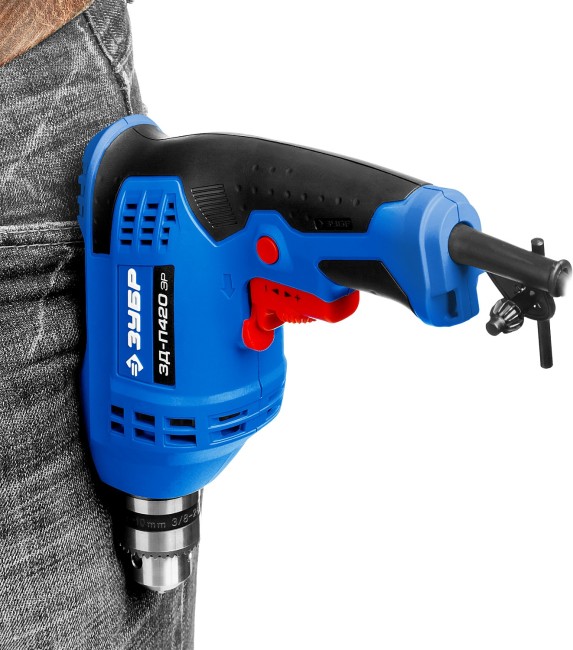 Дрель безударная реверсивная, ЗУБР Профессионал ЗД-П420 ЭР, ЭР (электронная регулировка скорости), ключевой патрон, 10 мм, 420 Вт,  ( ЗД-П420 ЭР )