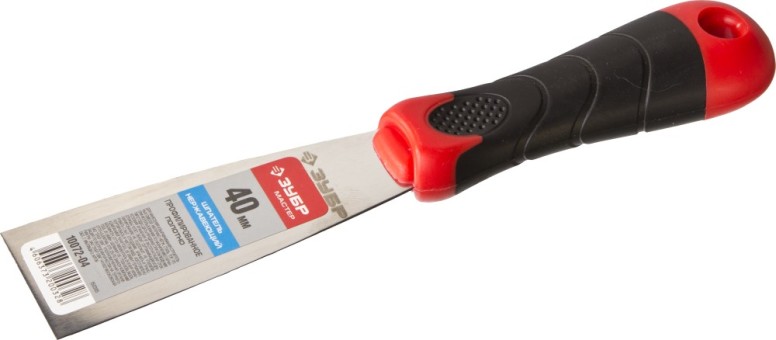 Шпатель ЗУБР "МАСТЕР", профилированное нержавеющее полотно, 2к ручка, 40мм,  ( 10072-04 )